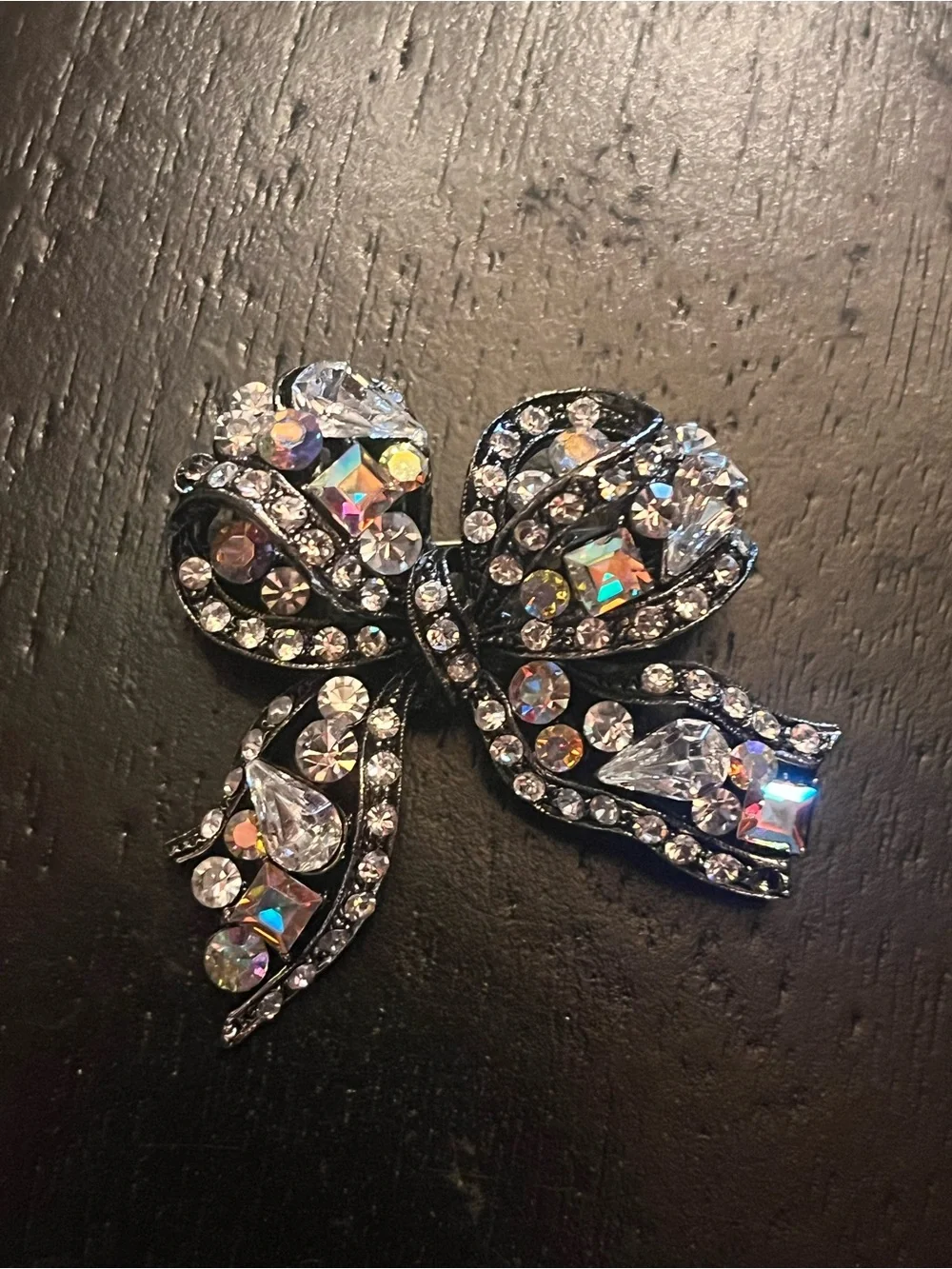 Crystal Bow Pin Brooch